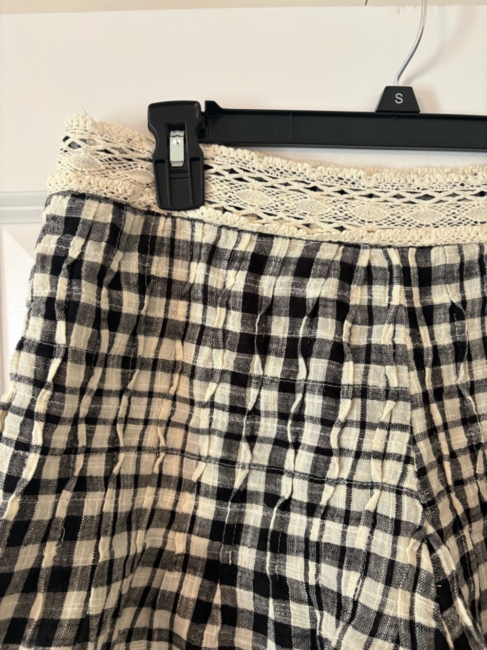 Free People Black and Cream Plaid Ruffle Cropped Top and Shorts Set - Picture 8 of 10